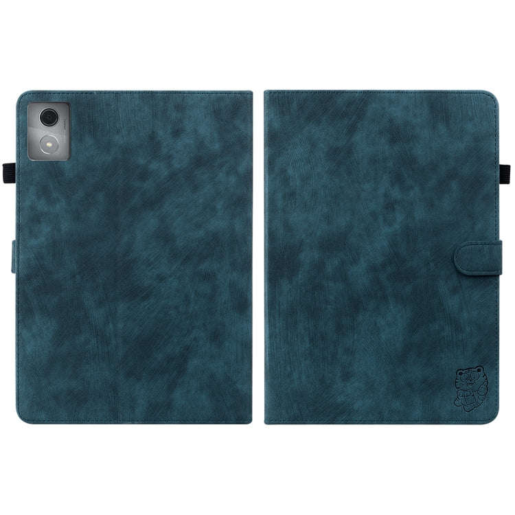 For Lenovo Tab K11 Plus Tiger Pattern Flip Leather Tablet Case(Dark Blue)