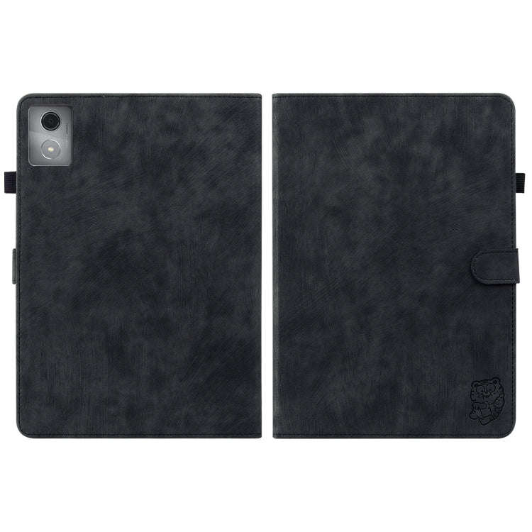 For Lenovo Tab K11 Plus Tiger Pattern Flip Leather Tablet Case(Black)