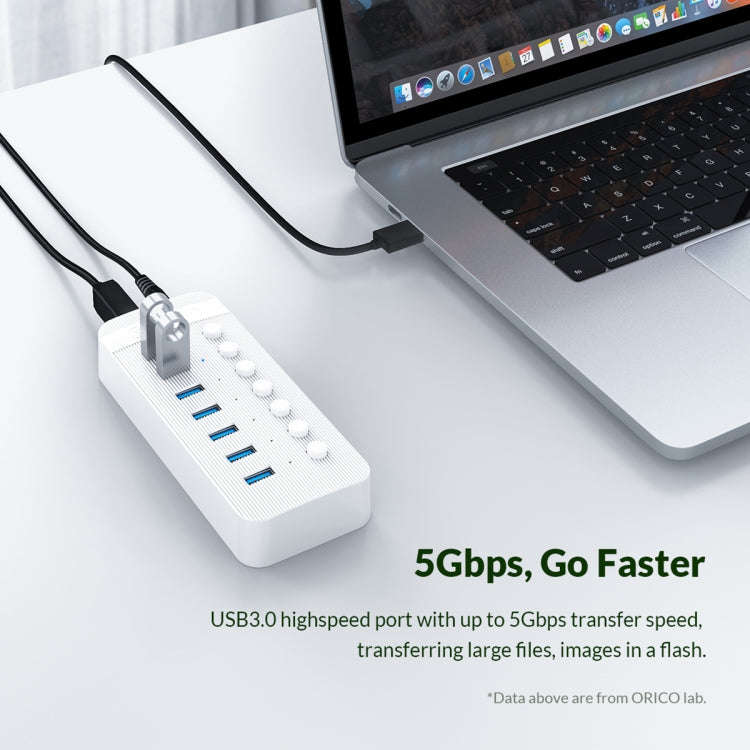 ORICO CT2U3-13AB Plastic Stripes 13 Ports USB 3.0 HUB with Individual Switches, Plug:US Plug(Black)