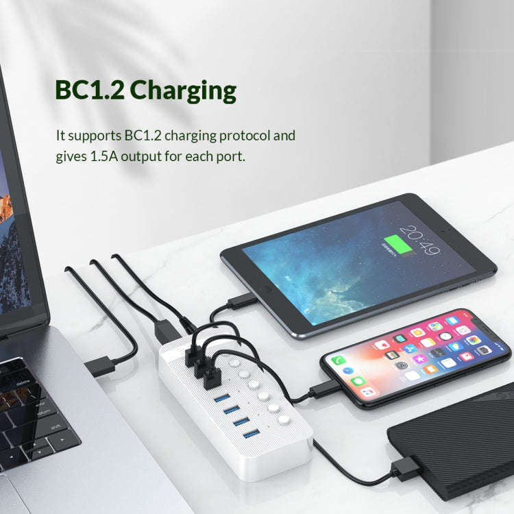 ORICO CT2U3-13AB Plastic Stripes 13 Ports USB 3.0 HUB with Individual Switches, Plug:EU Plug(Black)