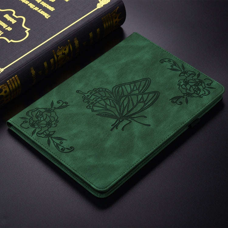 For Lenovo Tab K11 Plus Butterfly Flower Embossed Leather Tablet Case(Green)