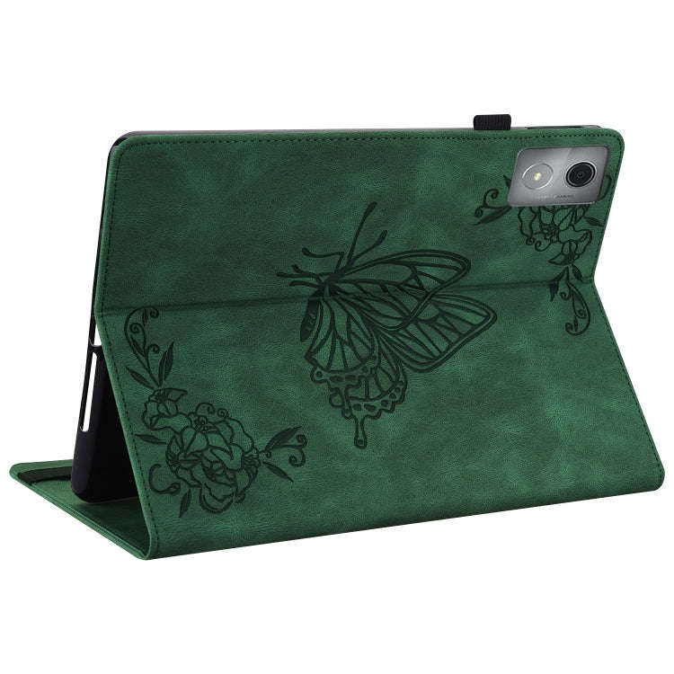 For Lenovo Tab K11 Plus Butterfly Flower Embossed Leather Tablet Case(Green)
