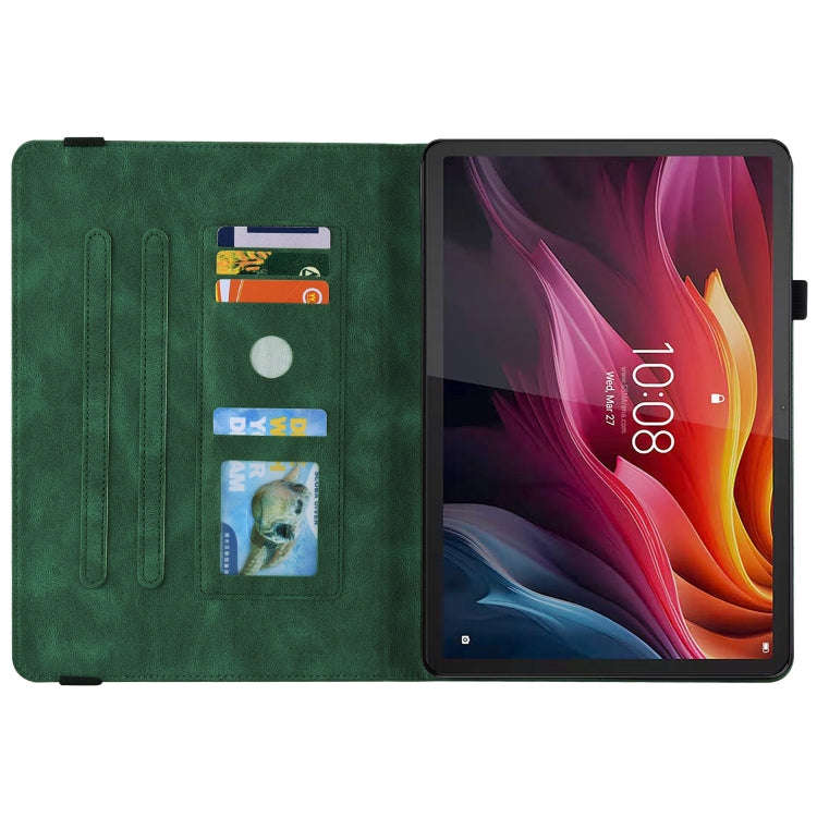 For Lenovo Tab K11 Plus Butterfly Flower Embossed Leather Tablet Case(Green)