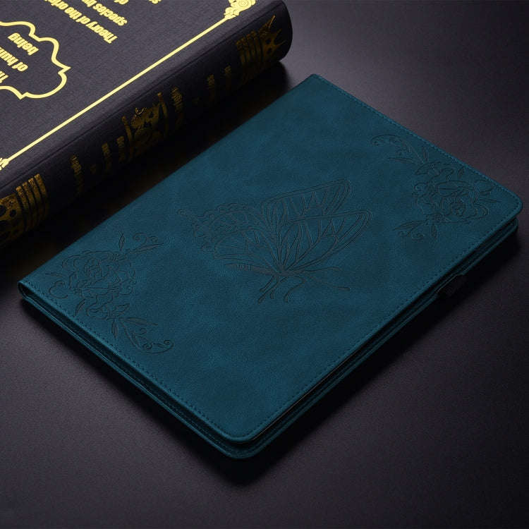 For Lenovo Tab K11 Plus Butterfly Flower Embossed Leather Tablet Case(Blue)