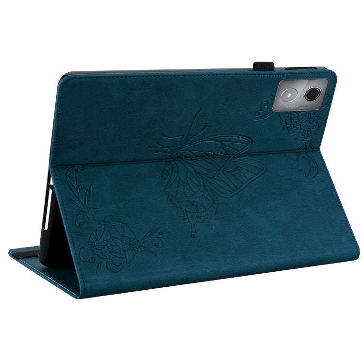 For Lenovo Tab K11 Plus Butterfly Flower Embossed Leather Tablet Case(Blue)