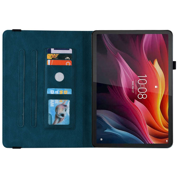 For Lenovo Tab K11 Plus Butterfly Flower Embossed Leather Tablet Case(Blue)
