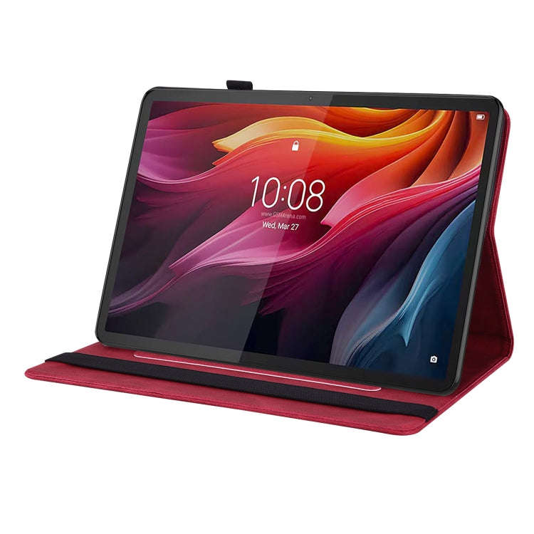 For Lenovo Tab K11 Plus Butterfly Flower Embossed Leather Tablet Case(Red)