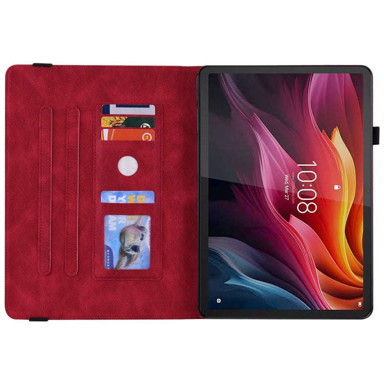 For Lenovo Tab K11 Plus Butterfly Flower Embossed Leather Tablet Case(Red)