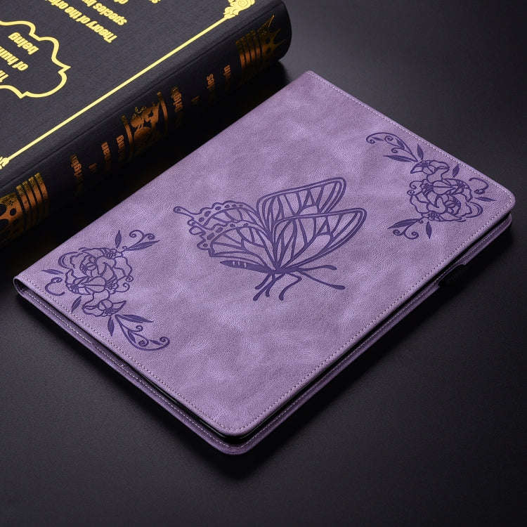 For Lenovo Tab K11 Plus Butterfly Flower Embossed Leather Tablet Case(Purple)