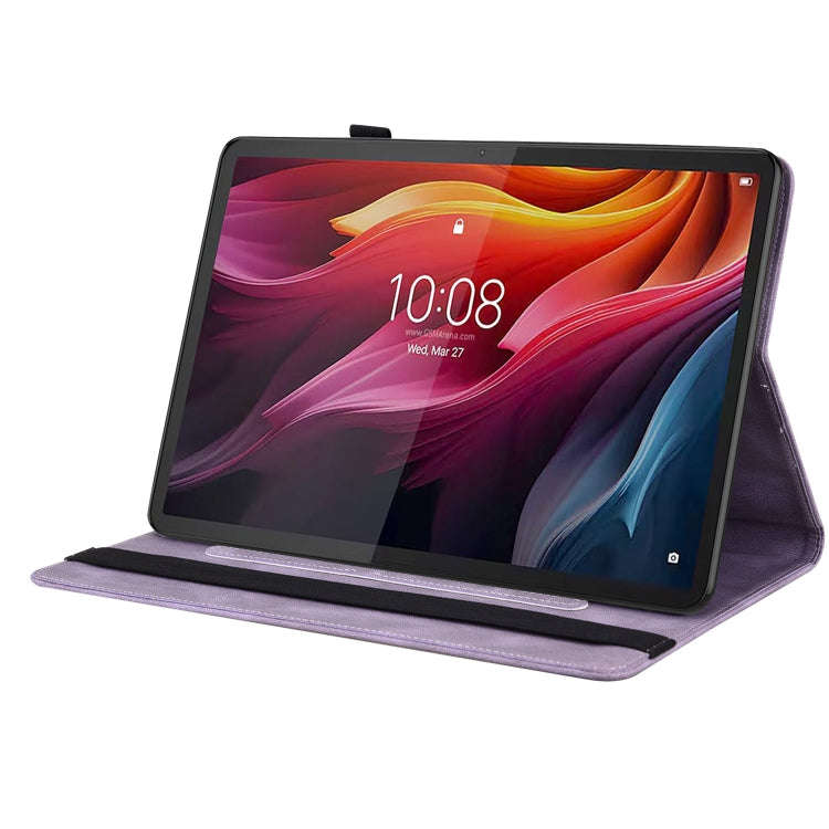 For Lenovo Tab K11 Plus Butterfly Flower Embossed Leather Tablet Case(Purple)