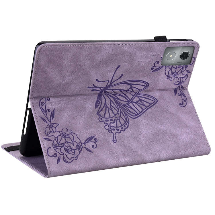 For Lenovo Tab K11 Plus Butterfly Flower Embossed Leather Tablet Case(Purple)
