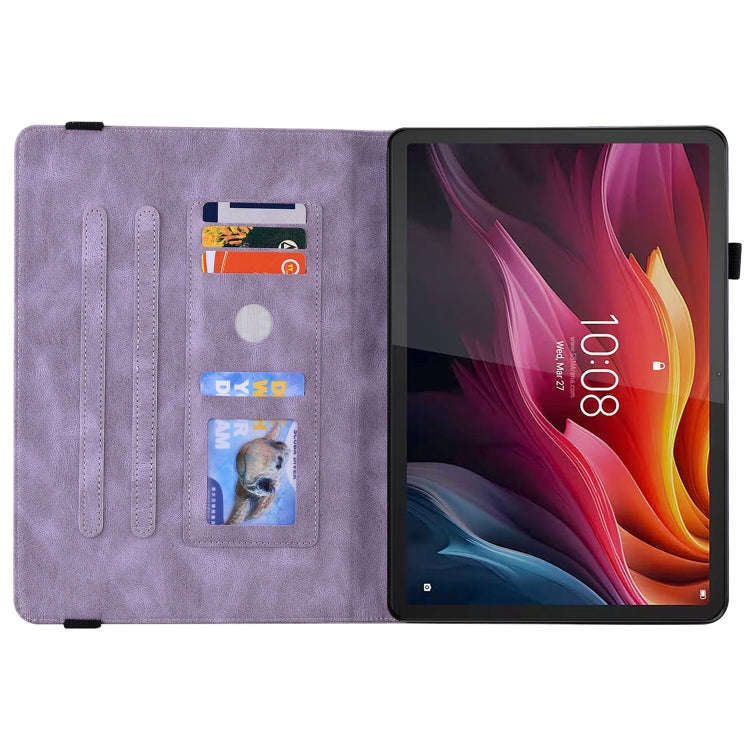 For Lenovo Tab K11 Plus Butterfly Flower Embossed Leather Tablet Case(Purple)