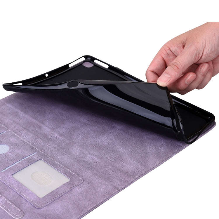 For Lenovo Tab K11 Plus Butterfly Flower Embossed Leather Tablet Case(Purple)