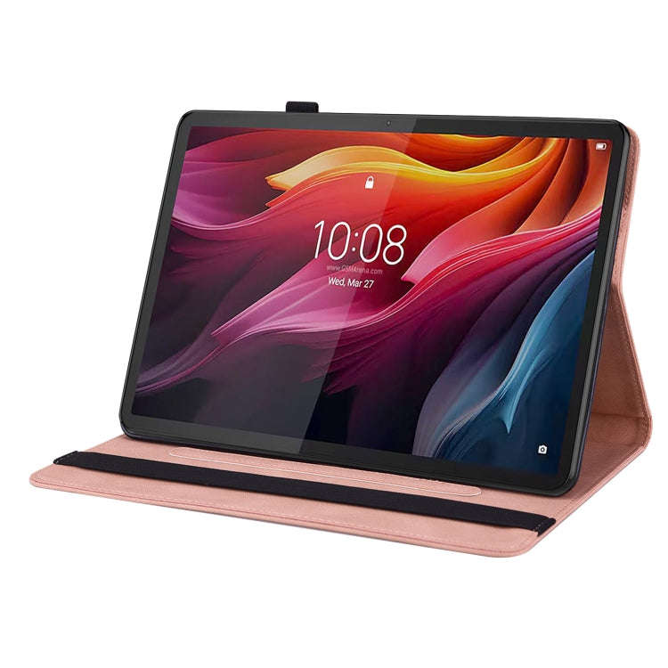 For Lenovo Tab K11 Plus Butterfly Flower Embossed Leather Tablet Case(Rose Gold)