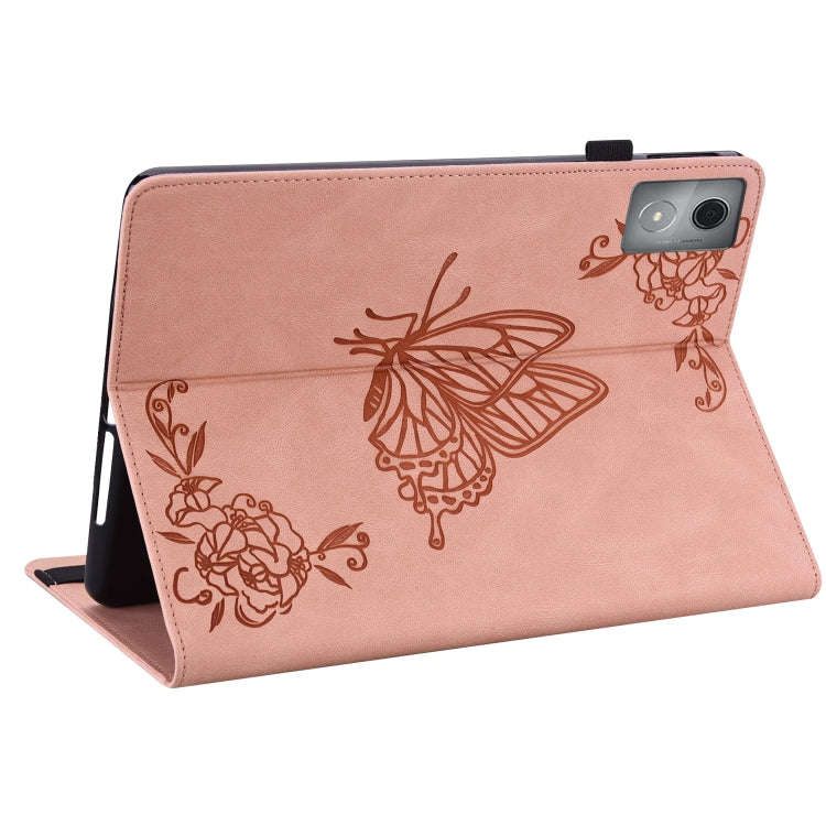 For Lenovo Tab K11 Plus Butterfly Flower Embossed Leather Tablet Case(Rose Gold)