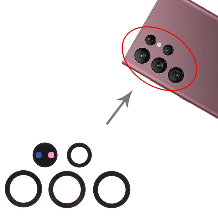 For Samsung Galaxy S22 Ultra 5G SM-S908B 10set Back Camera Lens