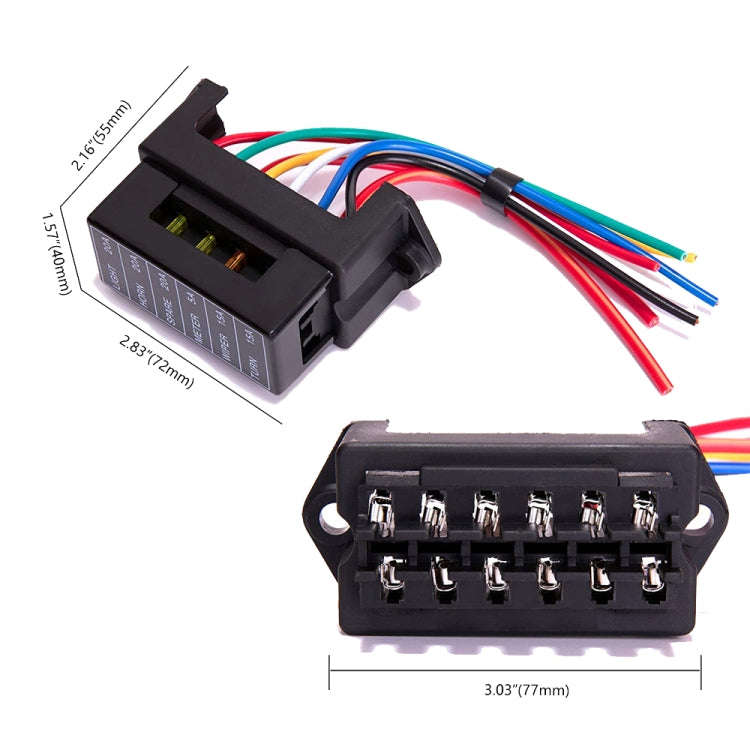 6 Ways 2 In 6 Out Fuse Box Fuse Panel Holder with Fuse