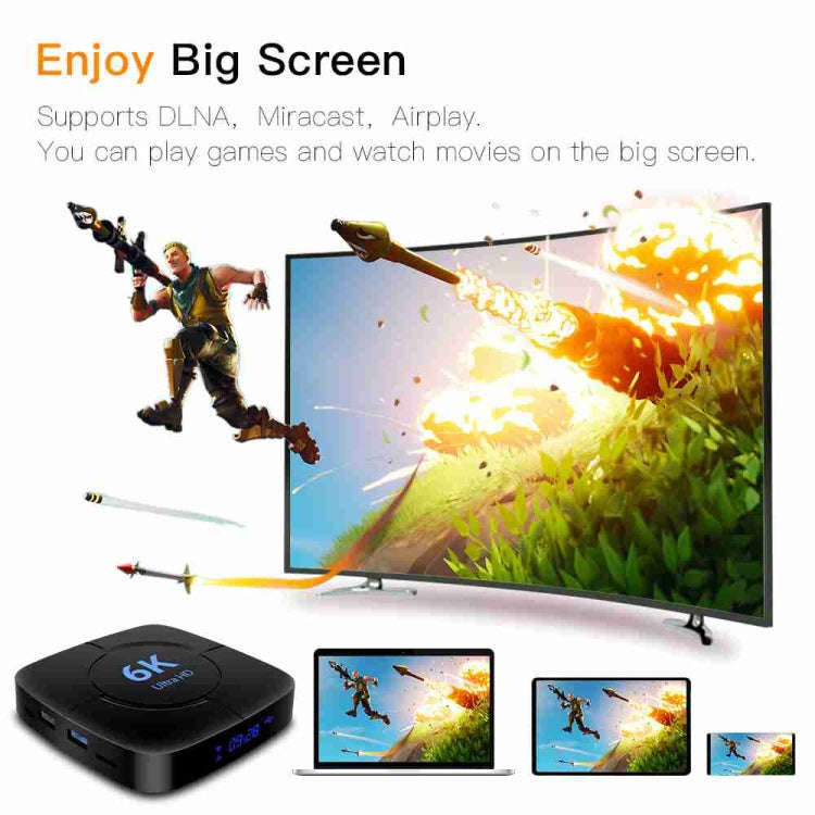 6K Ultra HD Android 12.0 Smart TV Box with Remote Control, 4GB+32GB, Allwinner H616 1.5GHZ Quad-C...