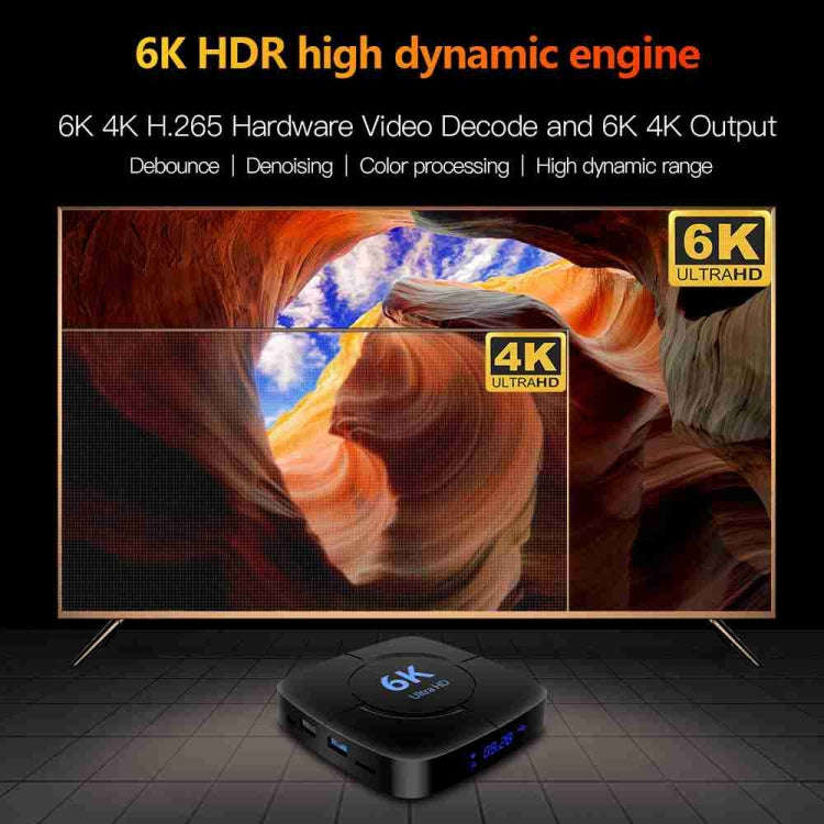 6K Ultra HD Android 12.0 Smart TV Box with Remote Control, 4GB+32GB, Allwinner H616 1.5GHZ Quad-C...