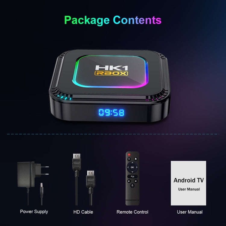 HK1 RBOX K8 8K Android 13.0 Smart TV Box with Remote Control, 4GB+128GB, RK3528 Quad-Core(EU Plug)
