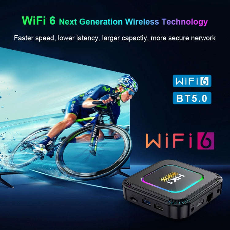 HK1 RBOX K8 8K Android 13.0 Smart TV Box with Remote Control, 4GB+128GB, RK3528 Quad-Core(EU Plug)