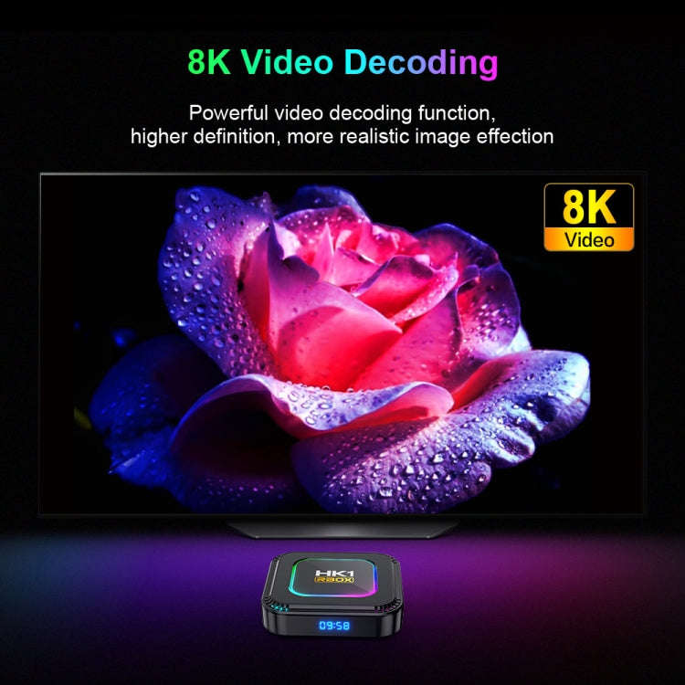 HK1 RBOX K8 8K Android 13.0 Smart TV Box with Remote Control, 4GB+32GB, RK3528 Quad-Core(EU Plug)