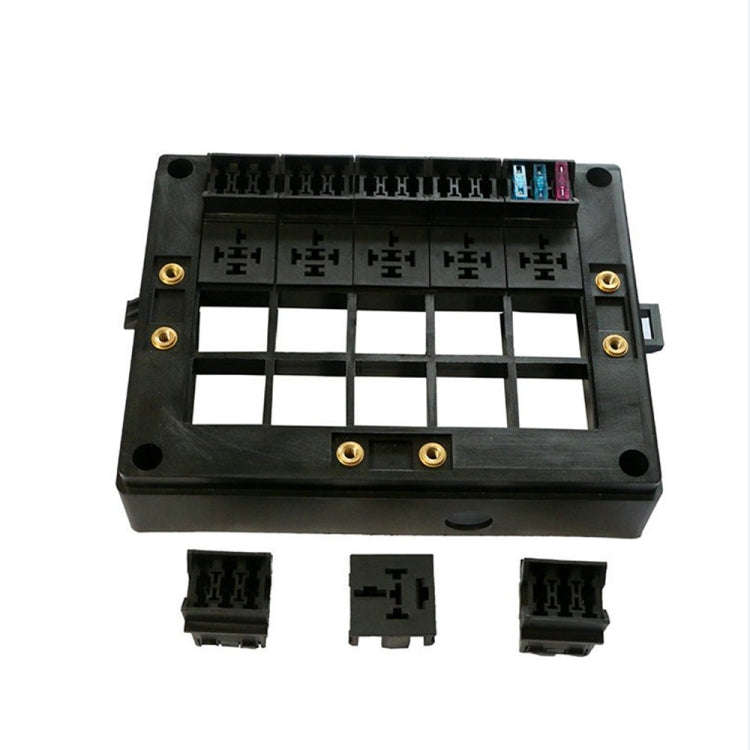 40A Car New Energy Multi-Way Fuse Relay Box Fuse Holder with 15pcs Fuse Blades, Style:4 Pin