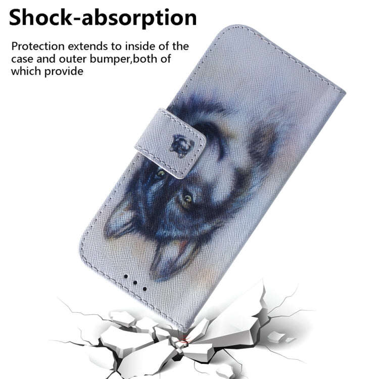 For Motorola Edge 2024 Coloured Drawing Flip Leather Phone Case(White Wolf)