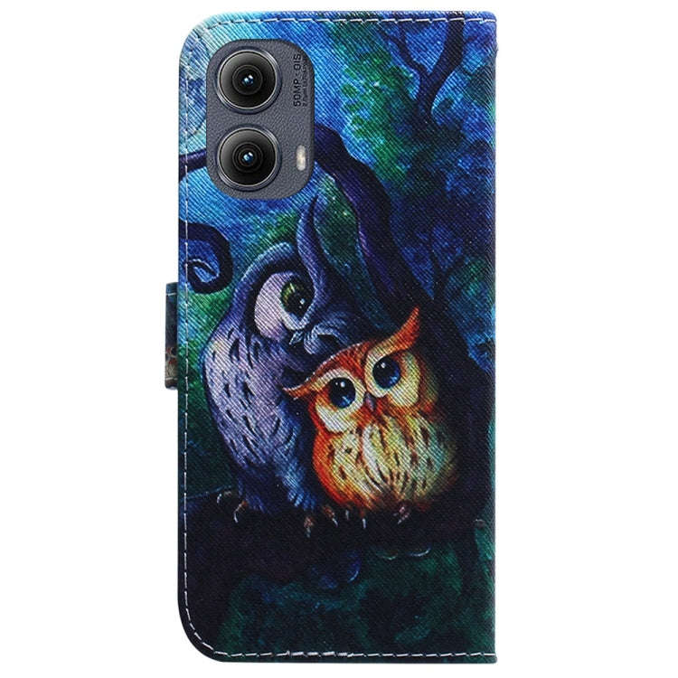 For Motorola Edge 2024 Coloured Drawing Flip Leather Phone Case(Oil Painting Owl)