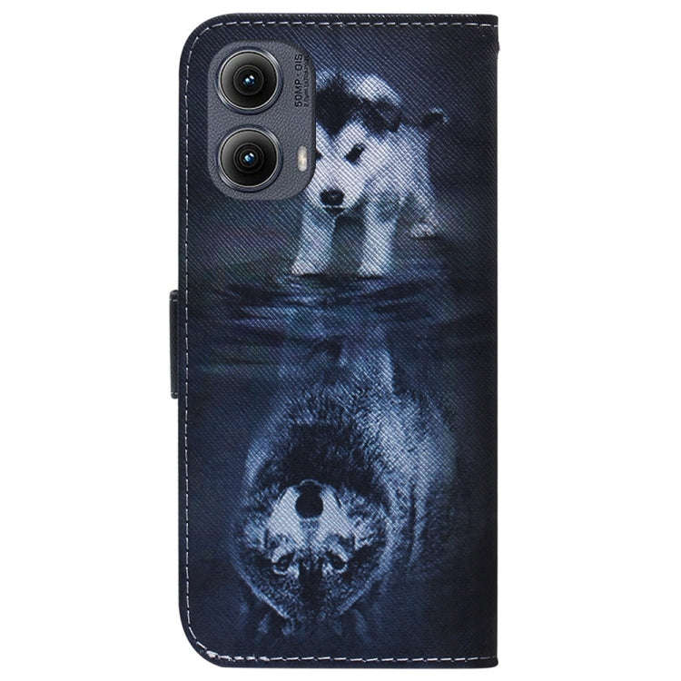 For Motorola Edge 2024 Coloured Drawing Flip Leather Phone Case(Wolf and Dog)