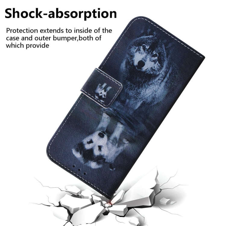 For Motorola Edge 2024 Coloured Drawing Flip Leather Phone Case(Wolf and Dog)