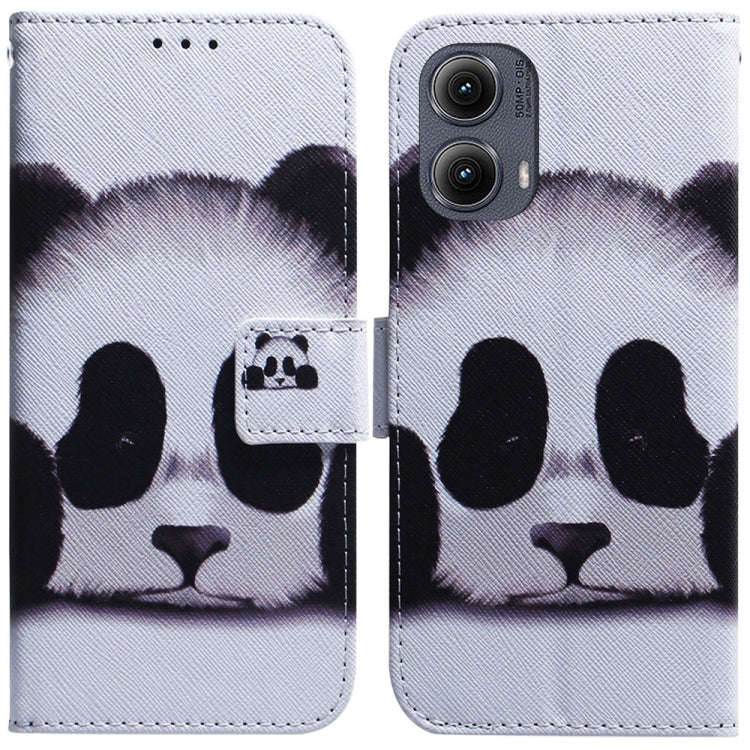 For Motorola Edge 2024 Coloured Drawing Flip Leather Phone Case(Panda)