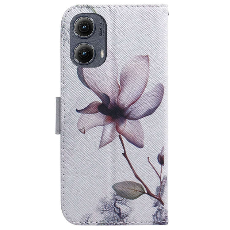 For Motorola Edge 2024 Coloured Drawing Flip Leather Phone Case(Magnolia)