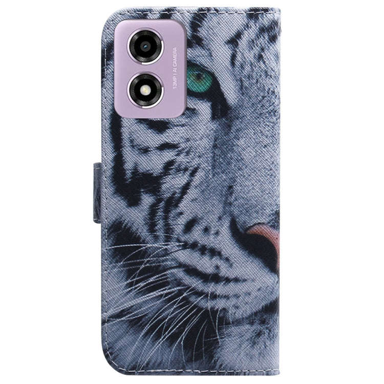 For Motorola Moto G04s / Moto E14 Coloured Drawing Flip Leather Phone Case(Tiger)