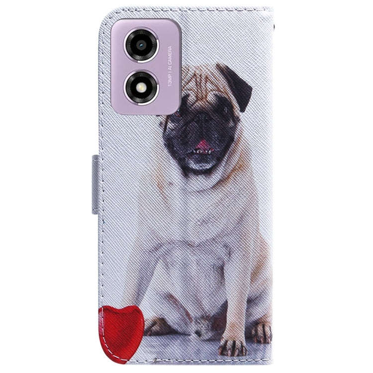 For Motorola Moto G04s / Moto E14 Coloured Drawing Flip Leather Phone Case(Pug)