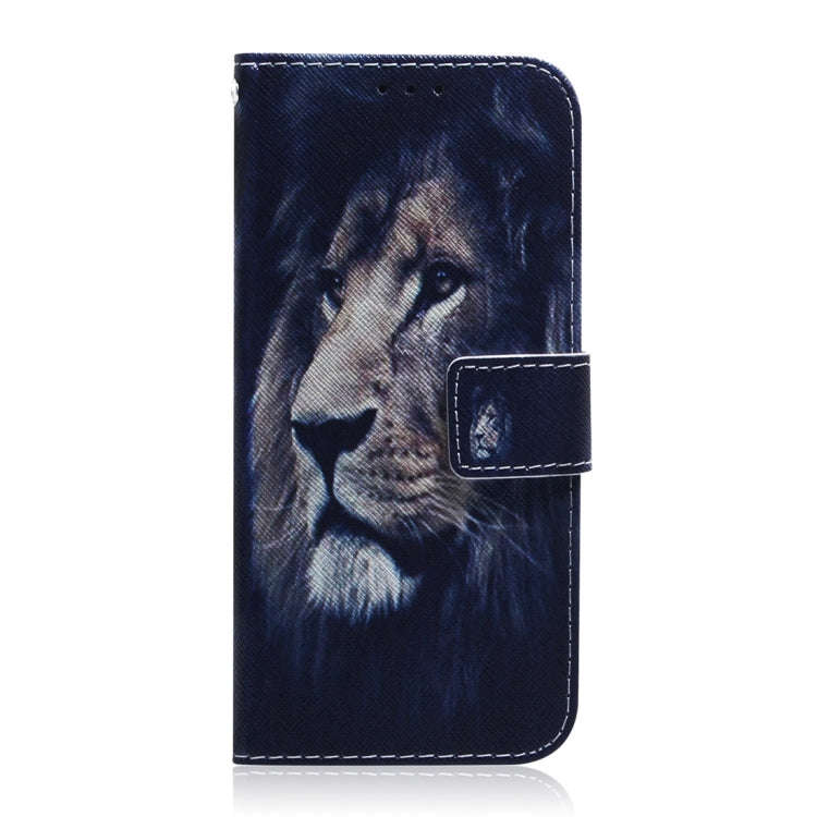 For Motorola Moto G04s / Moto E14 Coloured Drawing Flip Leather Phone Case(Lion)