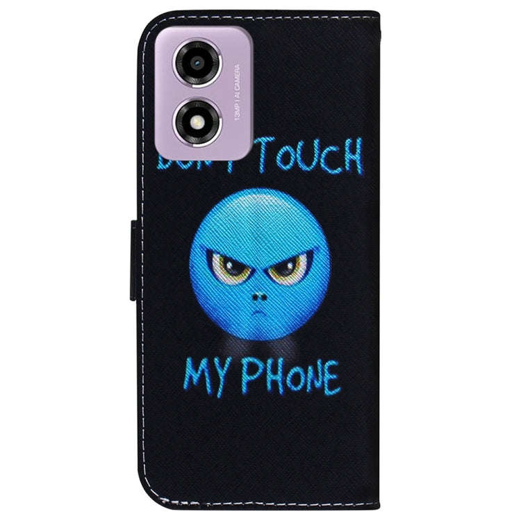 For Motorola Moto G04s / Moto E14 Coloured Drawing Flip Leather Phone Case(Anger)