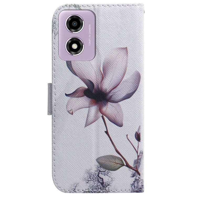 For Motorola Moto G04s / Moto E14 Coloured Drawing Flip Leather Phone Case(Magnolia)