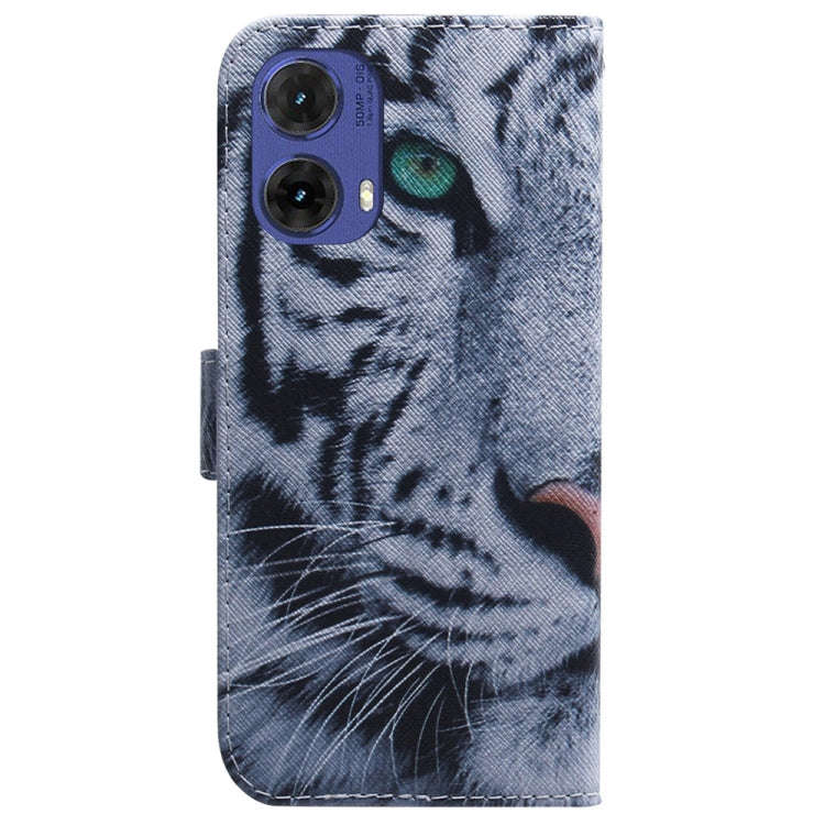 For Motorola Moto G85 Coloured Drawing Flip Leather Phone Case(Tiger)