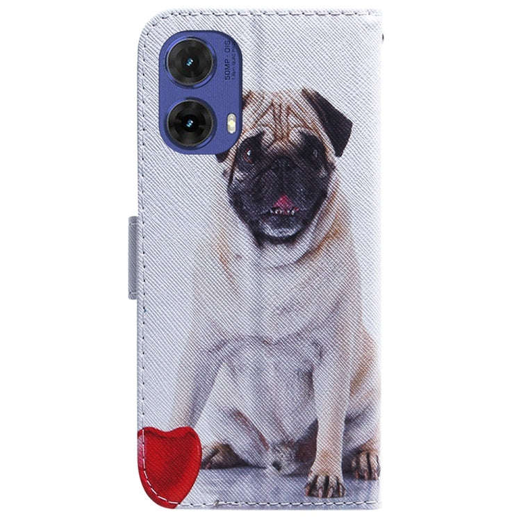 For Motorola Moto G85 Coloured Drawing Flip Leather Phone Case(Pug)