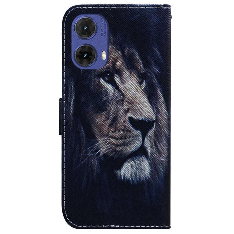 For Motorola Moto G85 Coloured Drawing Flip Leather Phone Case(Lion)