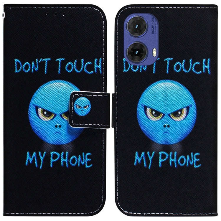 For Motorola Moto G85 Coloured Drawing Flip Leather Phone Case(Anger)
