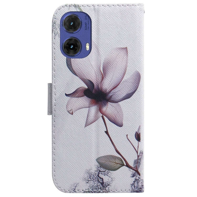 For Motorola Moto G85 Coloured Drawing Flip Leather Phone Case(Magnolia)