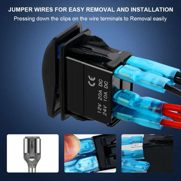 12 20A / 24V 10A Car Horn Rocker Switch with Jumper Set