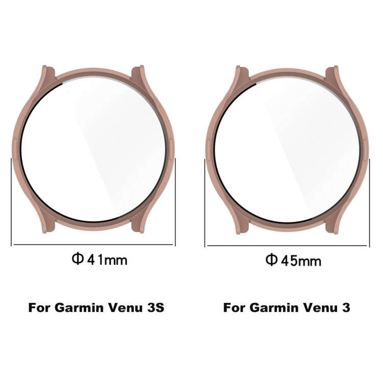 For Garmin Venu 3S PC + Tempered Glass Film Integrated Watch Case(Transparent White)