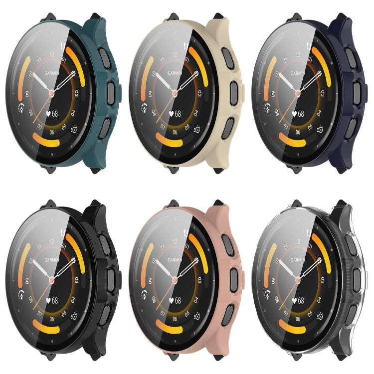 For Garmin Venu 3S PC + Tempered Glass Film Integrated Watch Case(Transparent White)