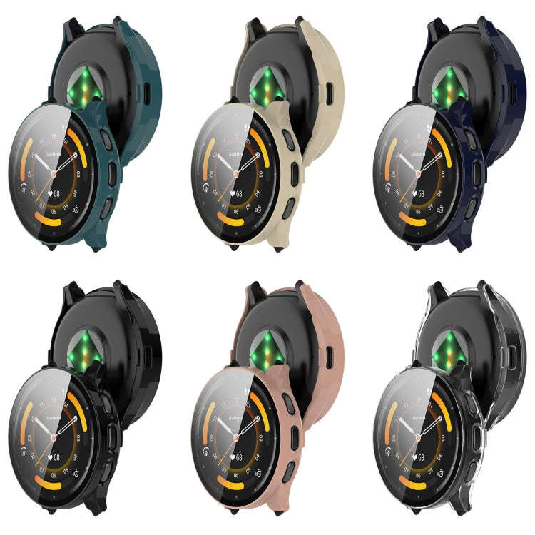 For Garmin Venu 3S PC + Tempered Glass Film Integrated Watch Case(Transparent White)
