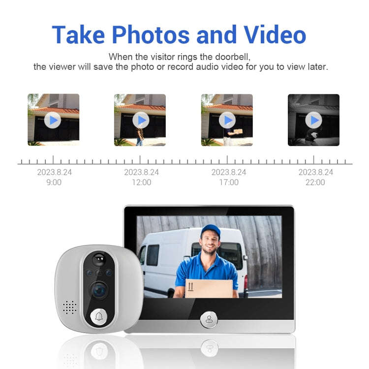ESCAM C85 1080P 4.3 inch Smart WIFI Digital Door Viewer Supports Wide-Angle PIR & Night Vision & ...