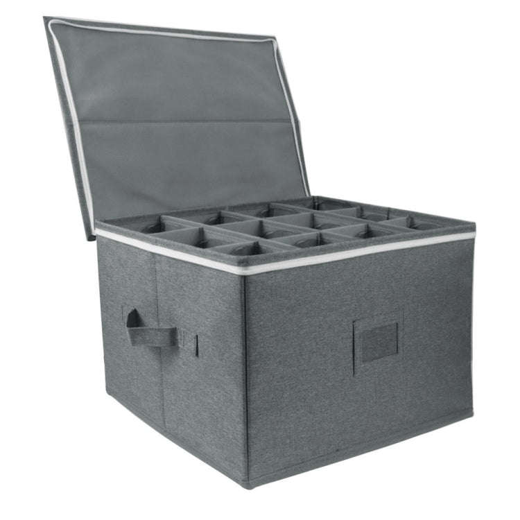 Foldable Stemmed Wine Glass Storage Box(Grey)