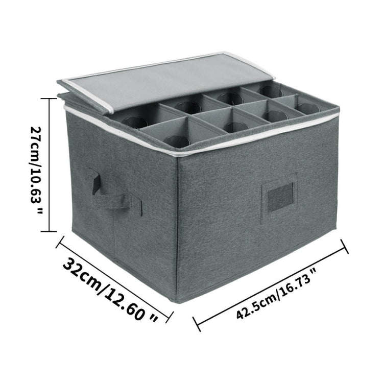 Foldable Stemmed Wine Glass Storage Box(Grey)